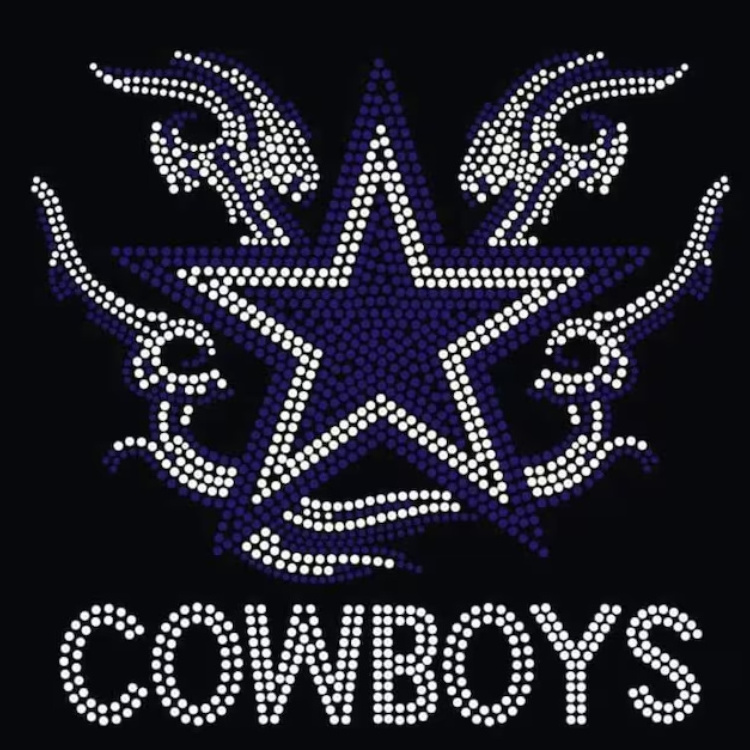 Logo designs Crystal Iron on transfer Rhinestone Dallas Cowboys heat transfer Custom Strass Football designs