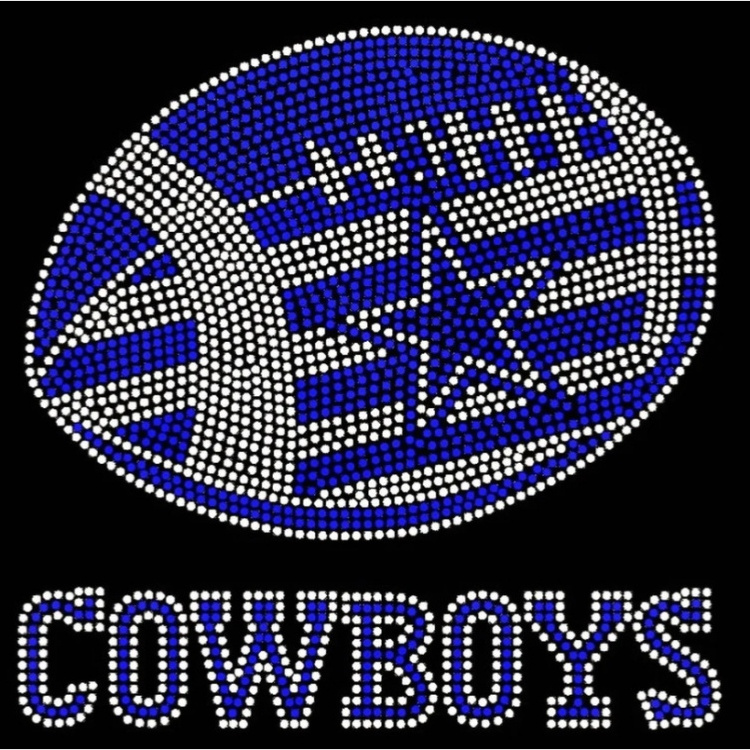 Logo designs Crystal Iron on transfer Rhinestone Dallas Cowboys heat transfer Custom Strass Football designs