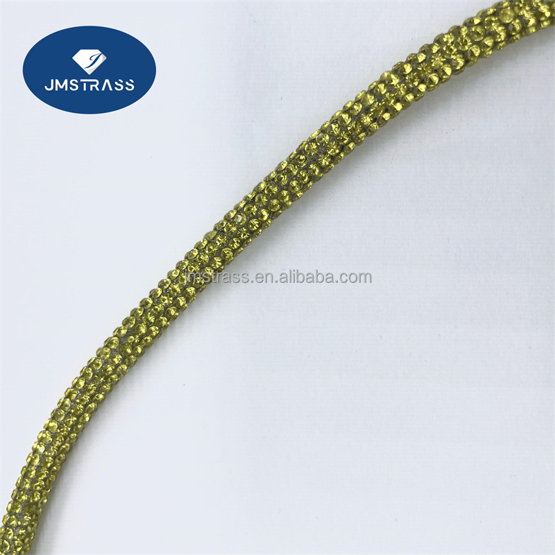 sequins fabrics 6mm 8rows crystal rhinestone Costume decoration tube rope hot fix crystal rhinestone strip for decoration