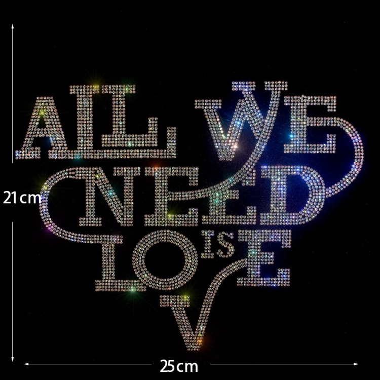 Wholesale Letters Word Custom logo text bling crystal rhinestone heat transfer designs