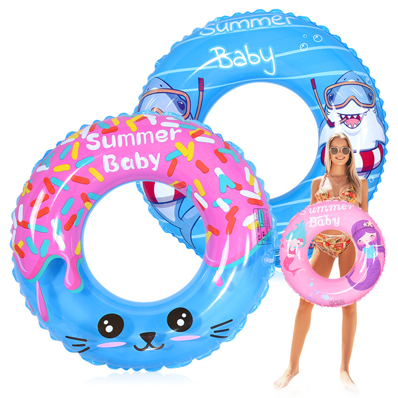 Inflatable Swim Ring Manufacturer Wholesale Donut Shark Mermaid PVC Summer Beach Pool Float outdoor adult Kids Swim Ring