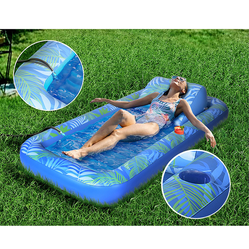 Customize Sun Bath inflatable tanning pool lounger float PVC Inflatable tanning pool with removable pillow