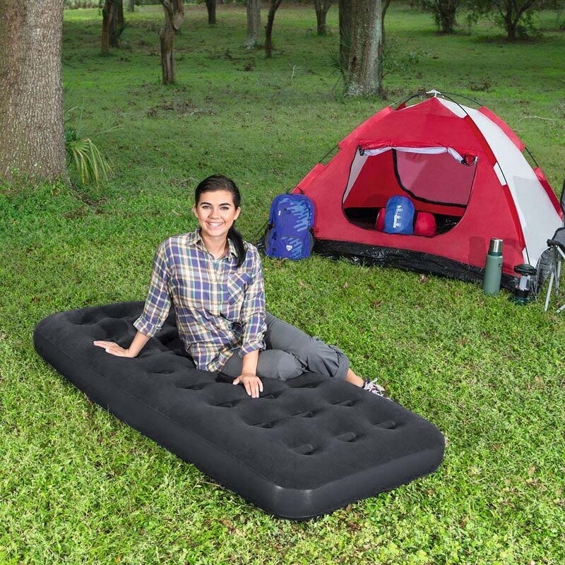 Sunshine Home Inflable 24 Coil Air Bed Floor Portable Single Air Bed Inflatable Camping Mattress Outdoor Air Mattress