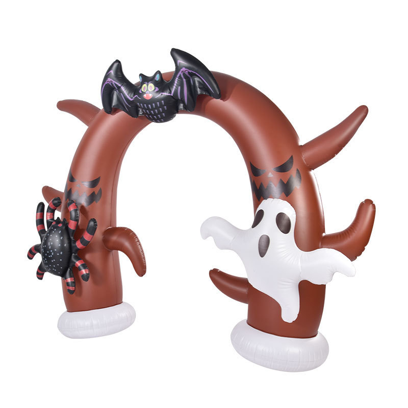 Factory Price Halloween Inflatables Tree Archway with Short White Ghost Spider and Bat Outdoor Halloween Decorations