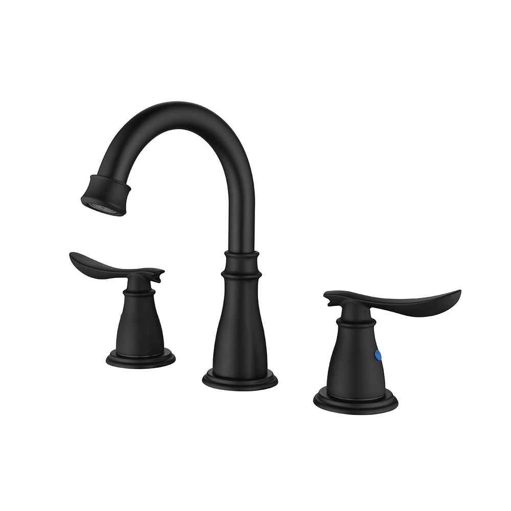 Factory Supply Custom Brass Basin Double Handle Black Bathroom Faucet Faucets Mixers Tap