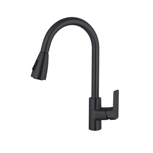 Manufacturer Customized High Quality Pull Down Goose Neck Kitchens Mixer Brass Black Single Kitchen Sink Taps Faucet