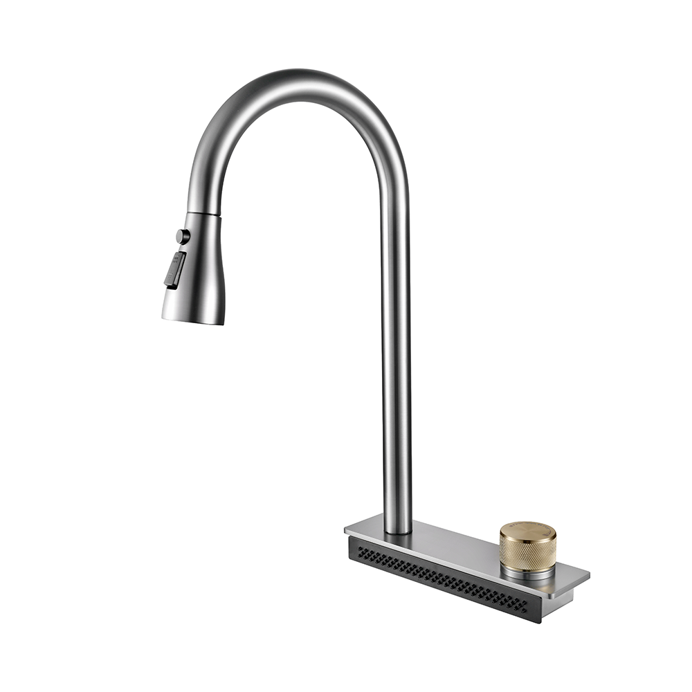 Ex-Factory Price 3 Way Hot And Cold Water Pull Down Kitchen Faucet Waterfall Sink Faucet For Home