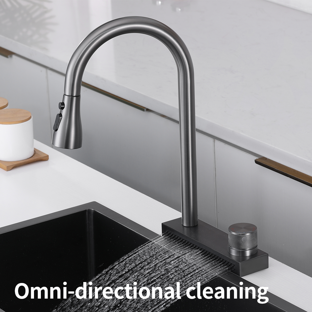 Manufacturer Hot And Cold Water Water Fall Kitchen Sink Faucet Pullout Luxury Kitchen Faucet