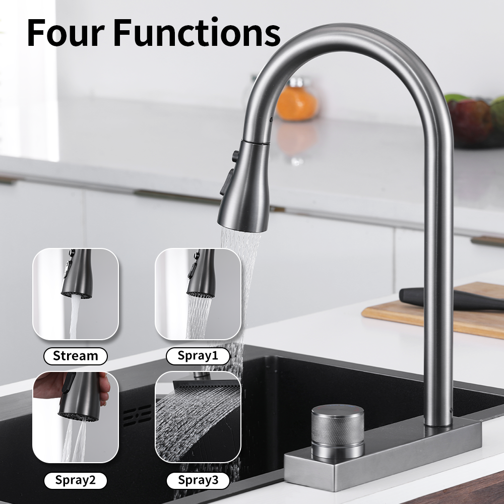 Manufacturer Hot And Cold Water Water Fall Kitchen Sink Faucet Pullout Luxury Kitchen Faucet