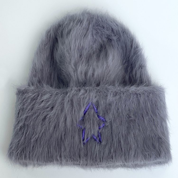 Custom Winter Hats Beanie Cap Fur Mohair Mink Hat For Ladies Bucket Winter Mink Faux Fur Hats