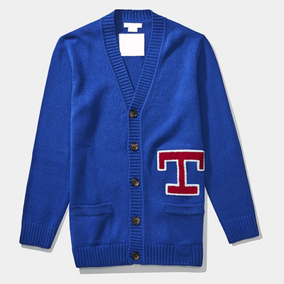 Oem V Neck Loose Oversize Custom Embroidery Chenille Letter Patches Knitted Knitwear Men Varsity Sweater Letterman Cardigan