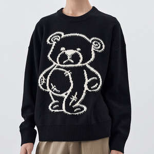 OEM Customized Making Knitted Jacquard Bear Sweater Pullover Long Sleeve Animal bear Style Crew Neck Winter Sweater for Men