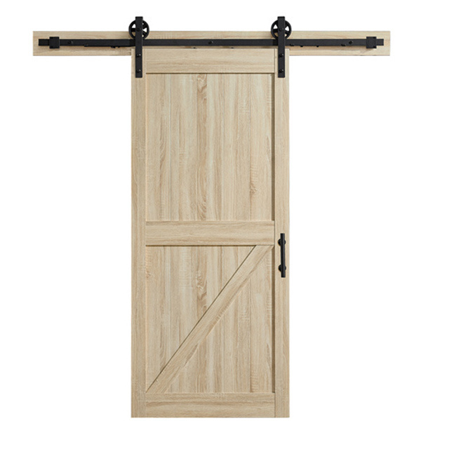 2021 Jinmashou knotty pine barn door popular in Canad market interior decorative rustic finished bedroom pine wood sliding door