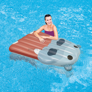 Swimming pool party hippo PVC water floating mat foldable tanning pool mattress raft  inflatable pool float