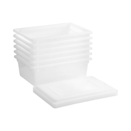 Square Storage Bucket White Food Storage Box Container Polypropylene with Lid Kitchen Accessories