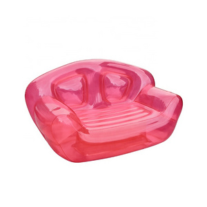 Double Person Inflatable Lounger Couch Air Sofa Chair For Kids Teen Girls Room Pink Transparent Inflatable Air Sofa