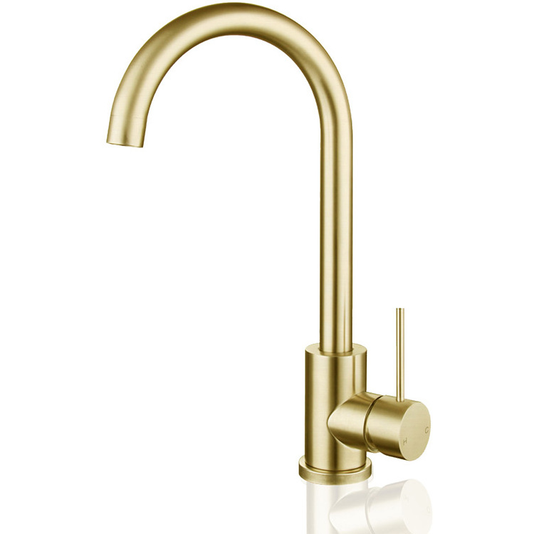 Watermark Approved WELS Round Brushed Gold Lead Free Manufacturer Taps Kitchen Sink Stainless Steel Faucet Mixer