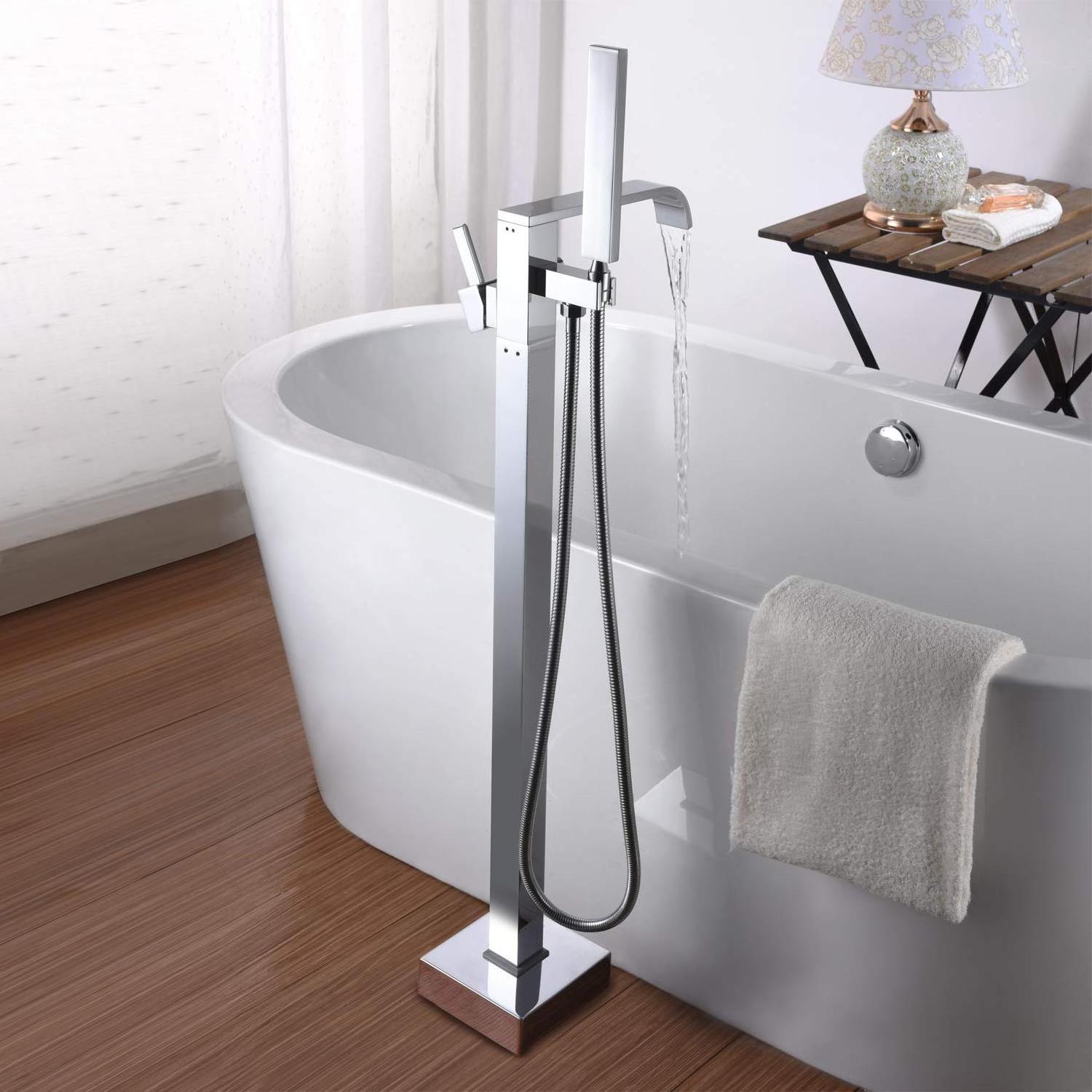 Floor Mounted Luxury Brass Bath Mixer Tap Single Lever Freestanding Bathtub Faucet Free Standing Bath Tub Faucet