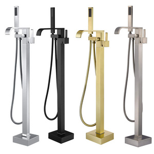 Floor Mounted Luxury Brass Bath Mixer Tap Single Lever Freestanding Bathtub Faucet Free Standing Bath Tub Faucet