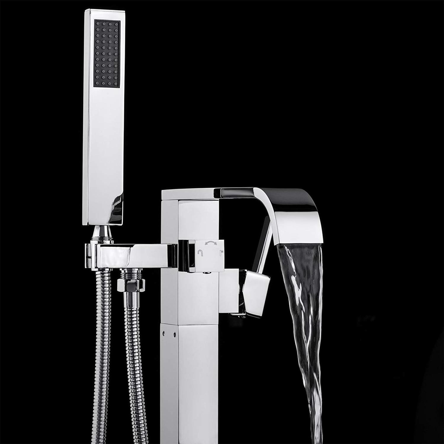 Floor Mounted Luxury Brass Bath Mixer Tap Single Lever Freestanding Bathtub Faucet Free Standing Bath Tub Faucet