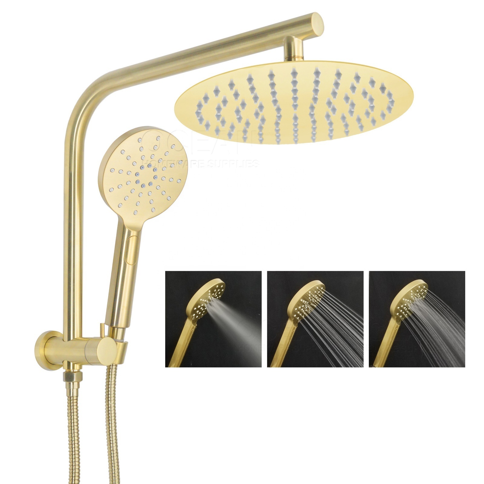 Wholesale WELS Shower Head Set Australian Hot selling Multifunctional ABS Shower Set In Brushed Gold bath shower