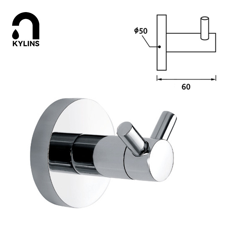 Stainless Steel Shining Double Prong Wall Kitchen Bathroom Accessories Robe Hooks