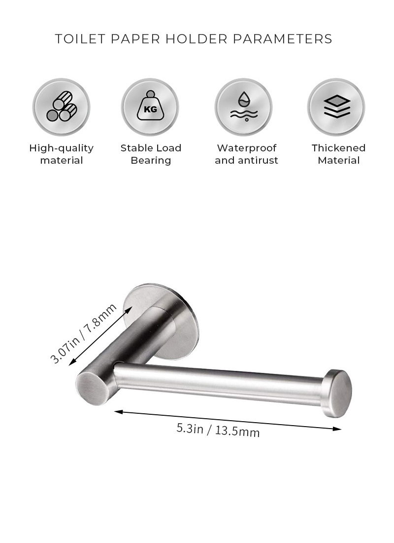 Factory Supply Bathroom 304 Stainless Steel Adhesive Toilet Roll Holder Paper Holder Rack Toilet Paper Holder