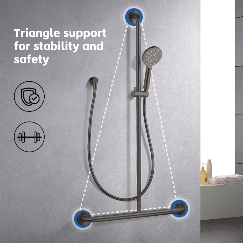 Non-slip Handrail Wall Mounted Watermark Height Adjustable Bathroom Faucet Shower Mixer Tap For Medical Care Elder Disabled