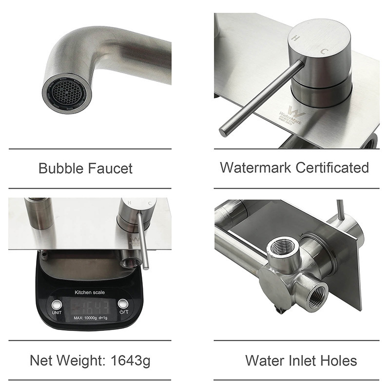 Factory Supply Watermark Australian Standard Bathroom Basin Sink Mixer Tap Hot Water Tub Faucets Wall Mount Faucet