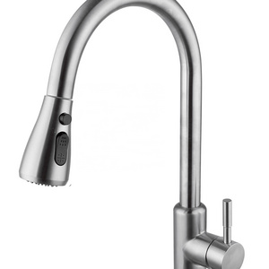 High Quality Stainless Steel 304 Long Neck Sink Mixer Tap Kitchen Faucet Pull Out Rotating Faucet