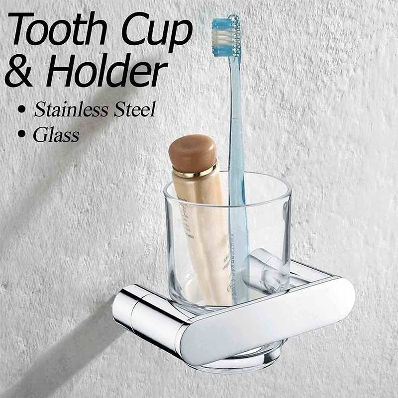 Bathroom Accessories 304 Stainless Steel Wall Mount Tumbler Holder Single Toothbrush Holder