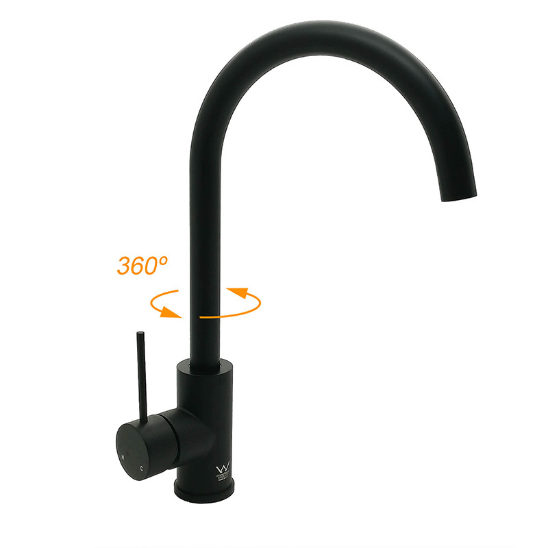 Watermark Wels Hot And Cold Tap Matte Black Round Tap 304 Stainless Steel Faucet Modern Kitchen Faucets