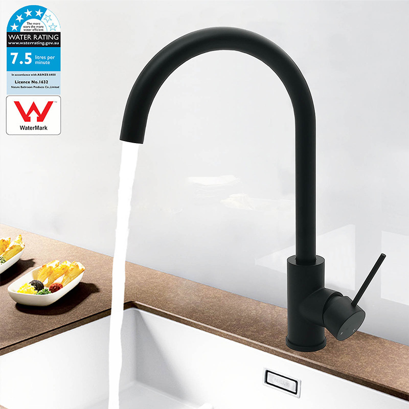 Watermark Wels Hot And Cold Tap Matte Black Round Tap 304 Stainless Steel Faucet Modern Kitchen Faucets