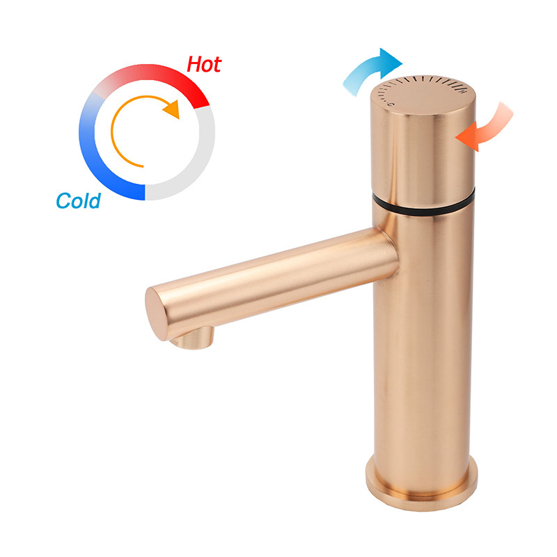 Factory Supply Luxury Home Round Basin Mixer Watermark Bathroom Sink Faucet Rose Gold Brass Tap