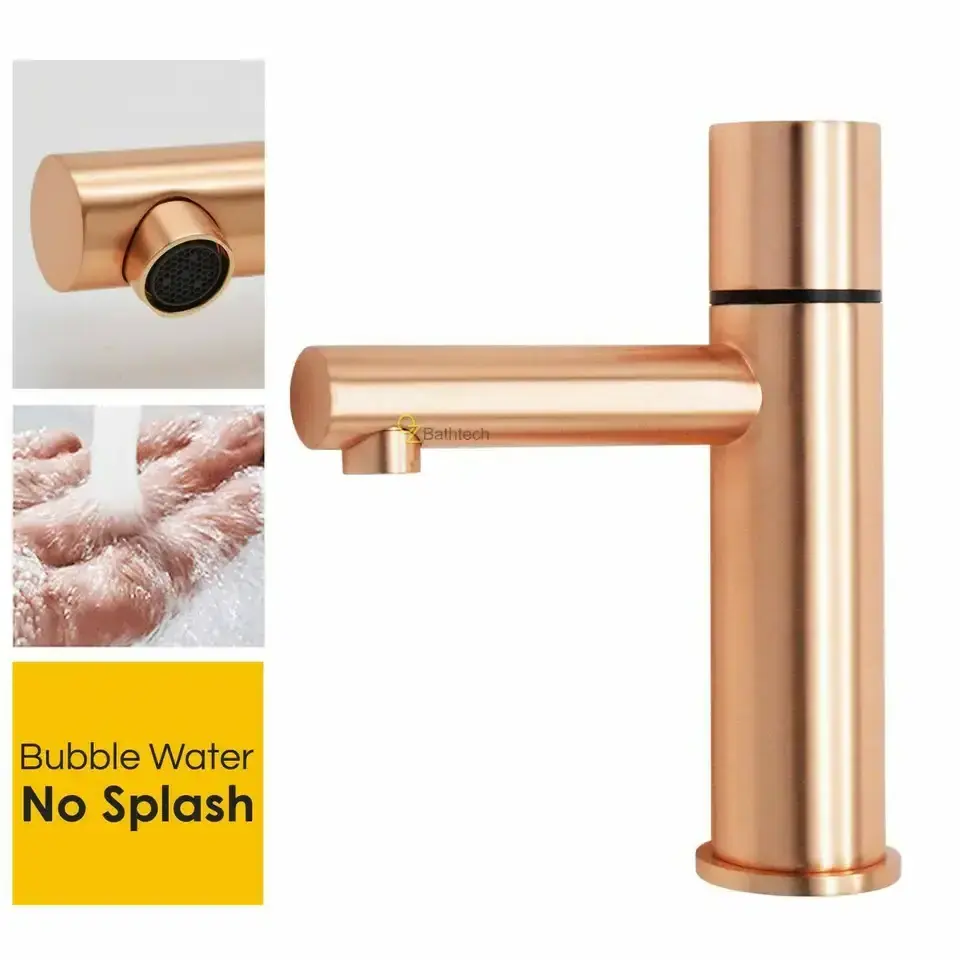 Factory Supply Luxury Home Round Basin Mixer Watermark Bathroom Sink Faucet Rose Gold Brass Tap