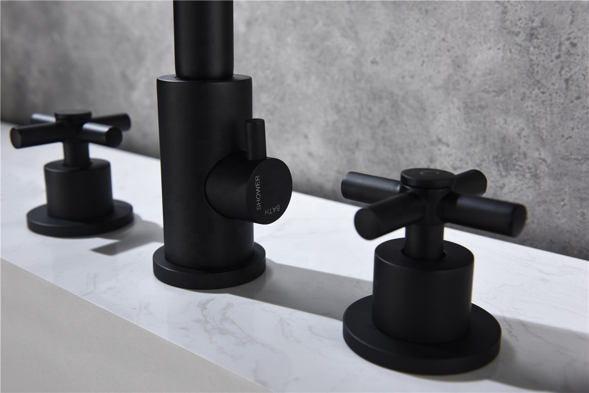 Modern Hotel Bathroom Washroom Basin Water Tap Mixer Deck Mounted Four Holes Bathtub Faucet