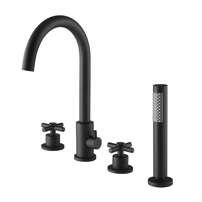 Modern Hotel Bathroom Washroom Basin Water Tap Mixer Deck Mounted Four Holes Bathtub Faucet