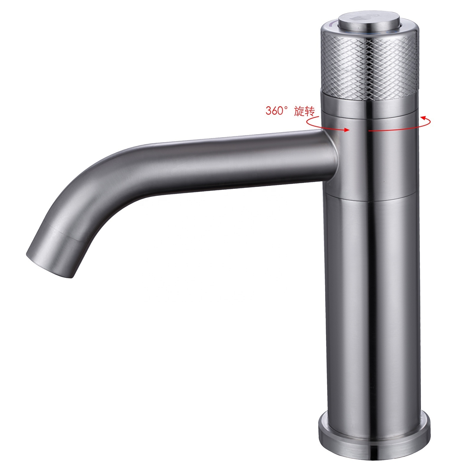 Morden 304 Stainless Steel 360 Degree Rotating Water Saving Self Closing Tap Single Hole Modern Bathroom Water Basin Faucet