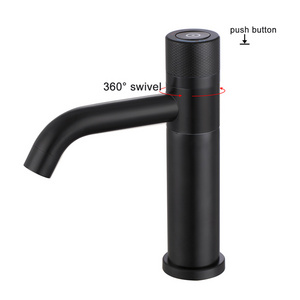 High Quality Simple Style Water Tap Push Button Faucet Basin Black Bathroom Faucets Hot And Cold Water Mixer