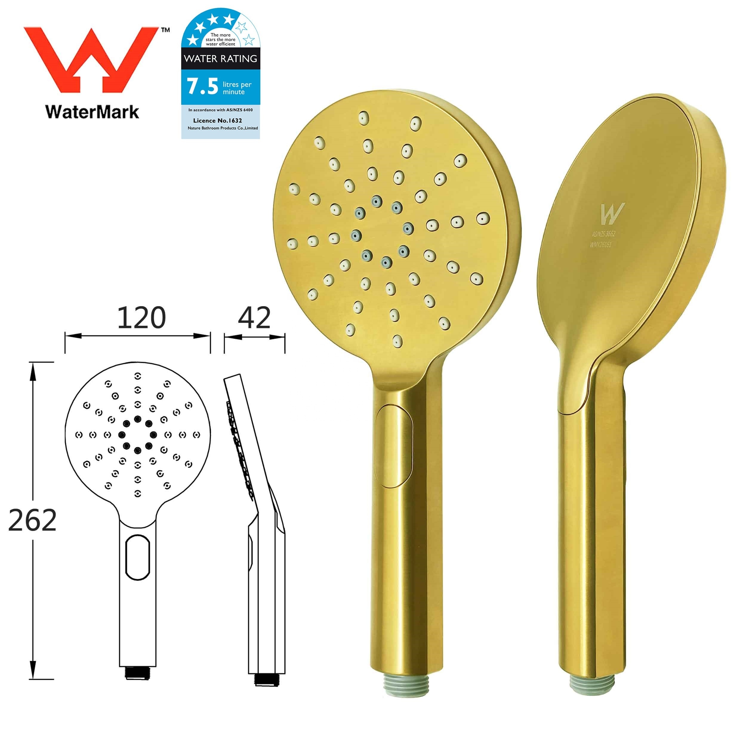 Hot Sale Low MOQ Round Three Function Chrome Plated ABS Portable Rain Watermark Handheld Shower Head