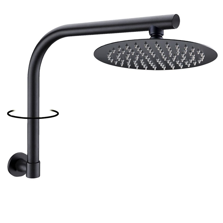 Watermark Black Round Shower Head Gooseneck Shower Arm Kit Bathroom Water Saving Rainfall Shower Head Set