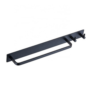 Aluminum Matt Black Towel Bar with Robe Hook Hotel Kitchen Bathroom Clothes Hanger Aluminum Towel Rack