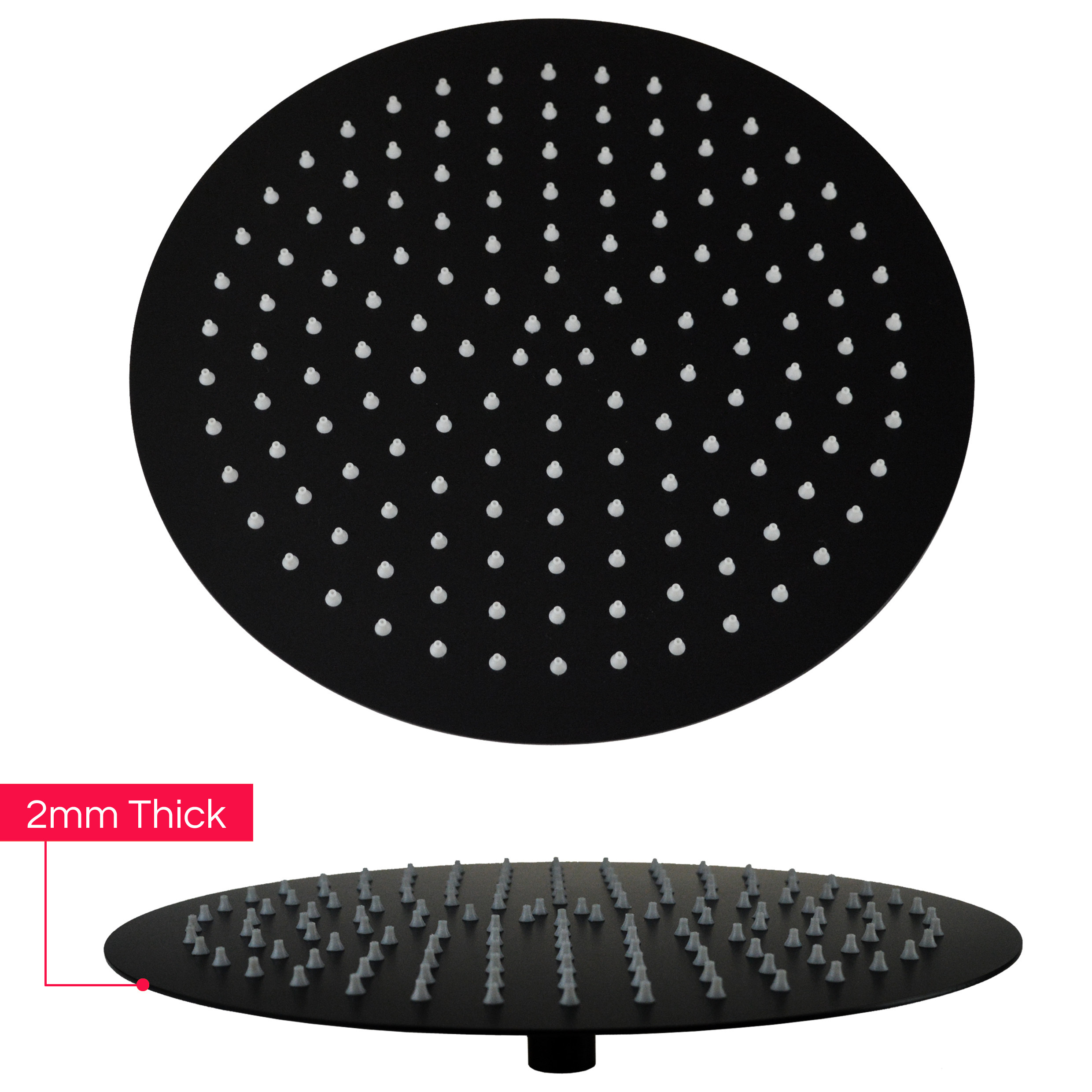 12 inch 300mm Matt Black Stainless Steel 304 Rainfall Shower head Shower Rose Swivel Ball Round Head Shower