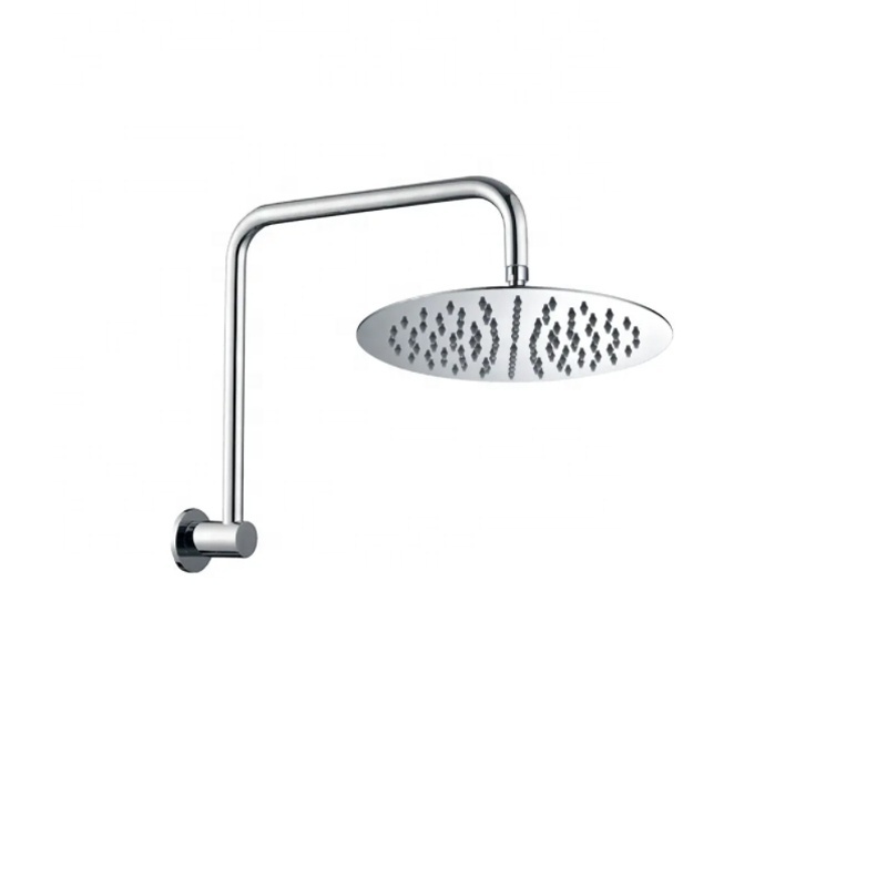 Factory Supply Wels Watermark 304 Stainless Steel Waterfall Round Rain Shower Head Set With Gooseneck Wall Arm