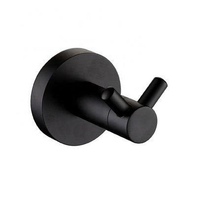 Factory Supply Wall Mounted Matt Black Clothes Robe Hook Towel Coat Hanging 304 Stainless Steel Bathroom Robe Hook