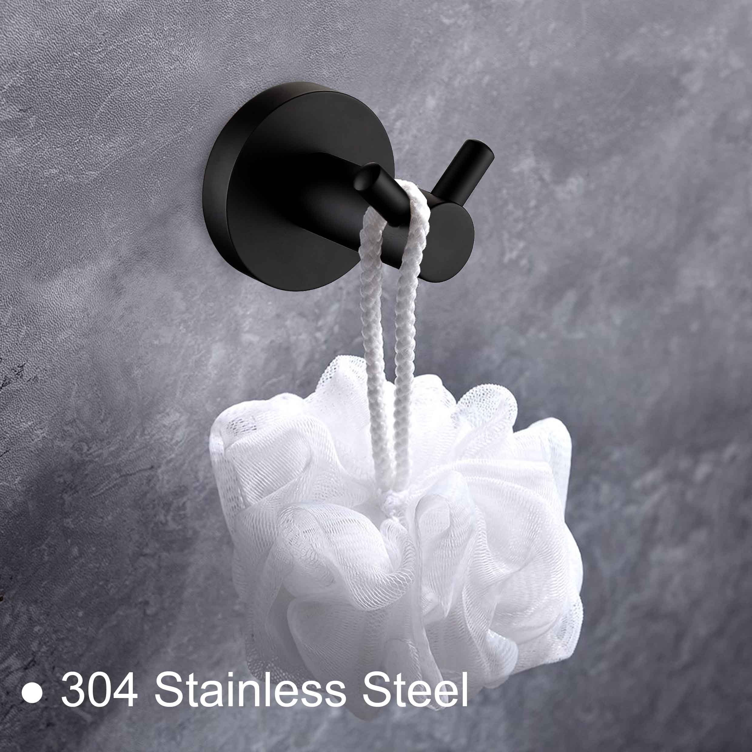 Factory Supply Wall Mounted Matt Black Clothes Robe Hook Towel Coat Hanging 304 Stainless Steel Bathroom Robe Hook