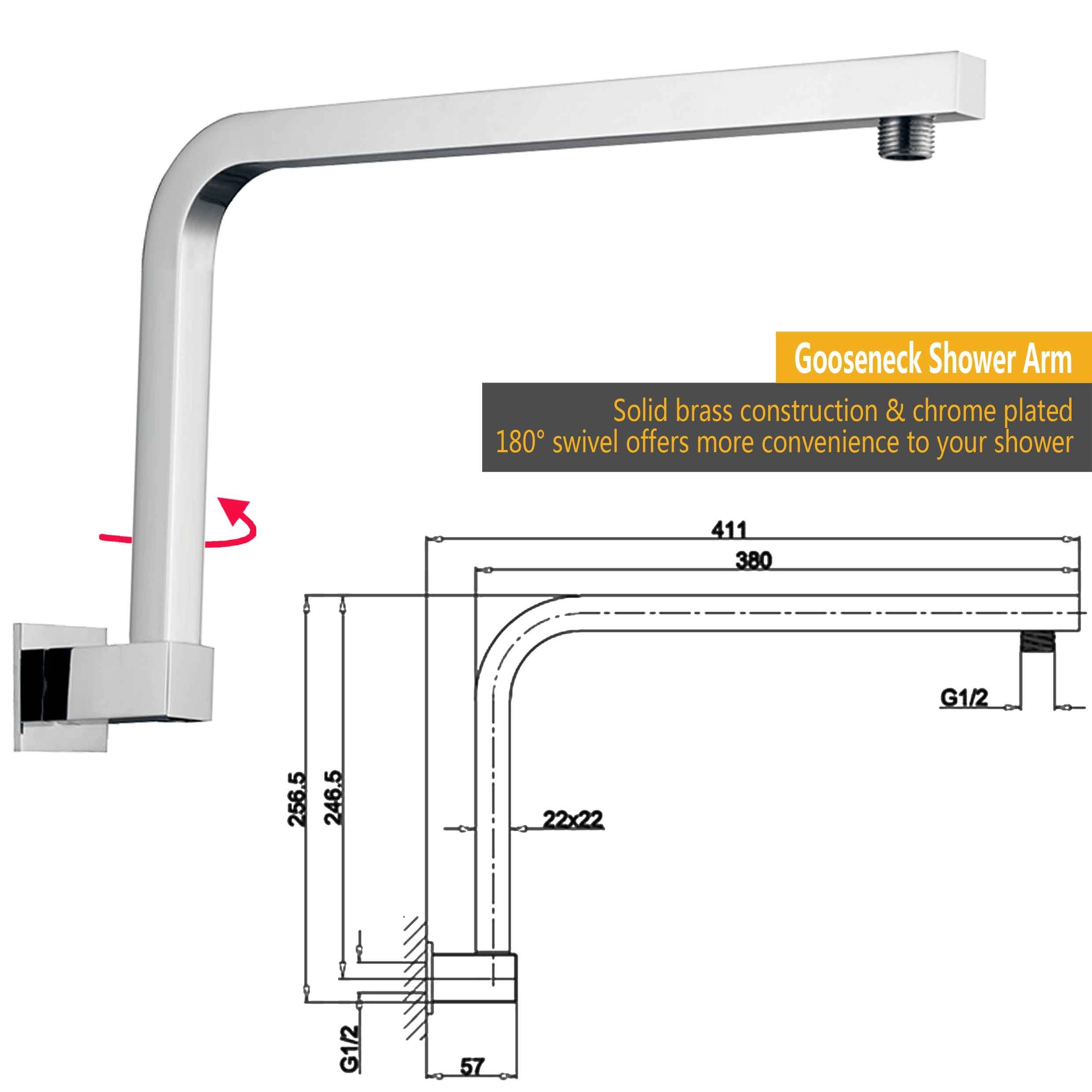 Factory Supply High Quality Brass Gooseneck Shower Arm 8/10/12