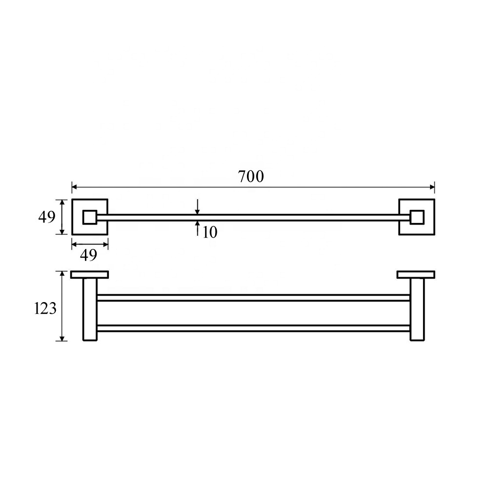 Wholesale Wall Mounted Bathroom Hotel Home Matt Black Square Double Towel Rail 304 Stainless Steel Towel Rack Towel Holder