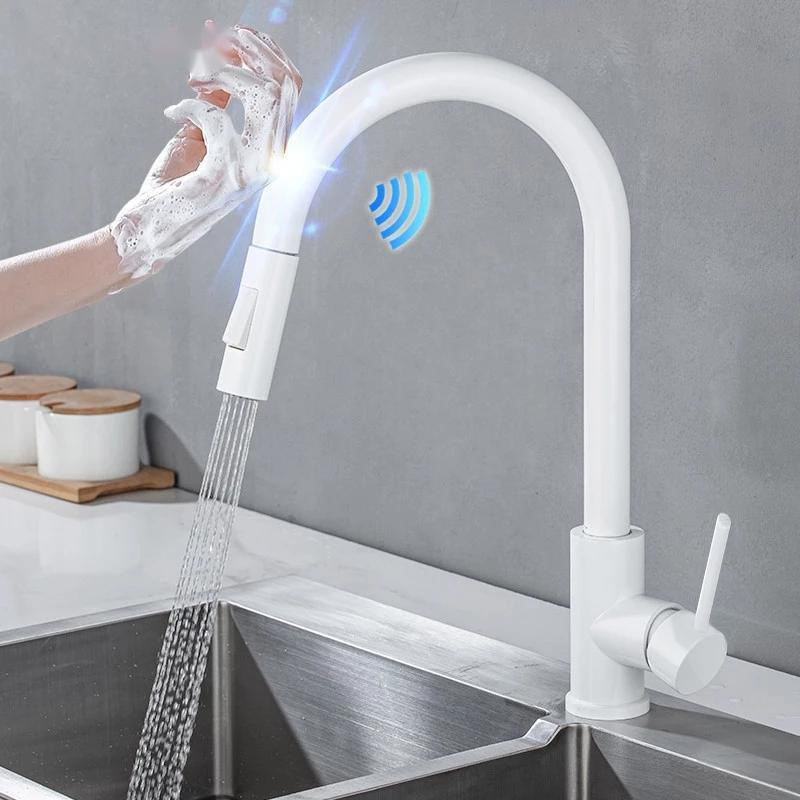 Factory Price Pull Down Sensitive Touch Control Smart Motion Sensor Tap Faucets Kitchen Sink Automatic Touch Kitchen Faucet