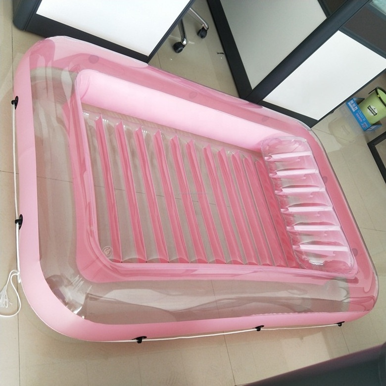 Inflatable Pool Lounger Tanning Bed With Headrest For Summer Outdoor Inflatable Pool Float